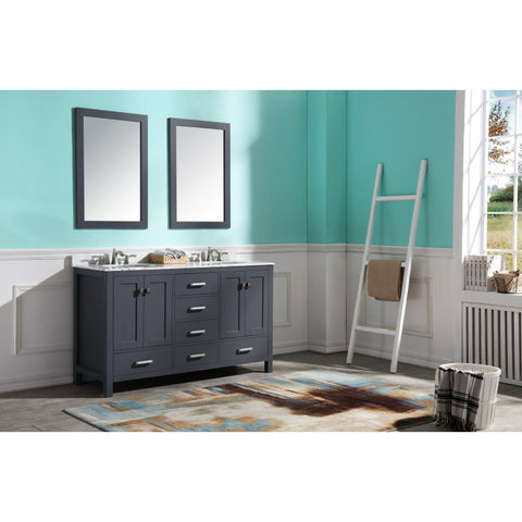 Chateau 60 in. W x 22 in. D Bathroom Vanity Set with Carrara Marble Top with White Sink