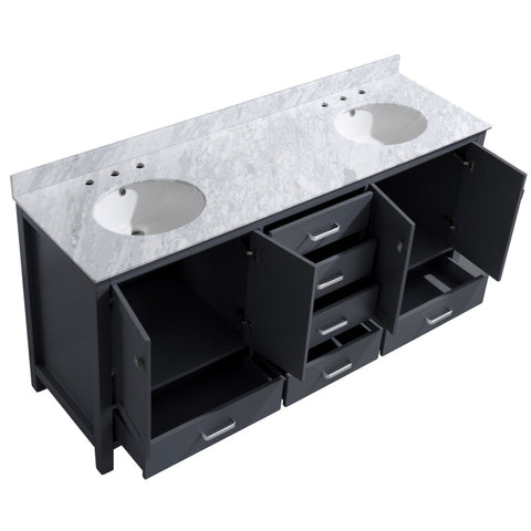 Chateau 72 in. W x 22 in. D Bathroom Vanity Set with Carrara Marble Top with White Sink