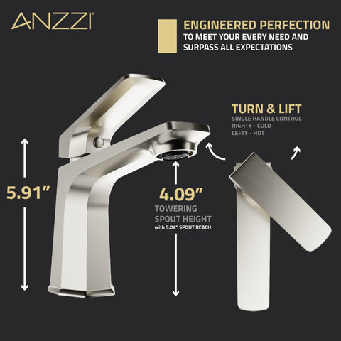 ANZZI Single Handle Single Hole Bathroom Faucet With Pop-up Drain