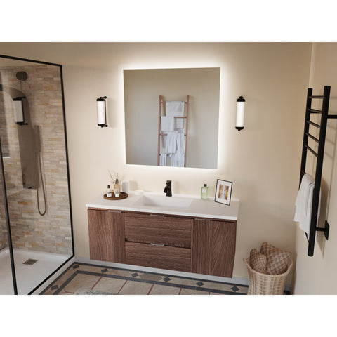 48 in W x 20 in H x 18 in D Bath Vanity with Cultured Marble Vanity Top in White with White Basin & Mirror