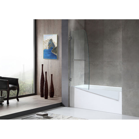 Anzzi 5 ft. Acrylic Rectangle Tub With 34 in. by 58 in. Frameless Hinged Tub Door
