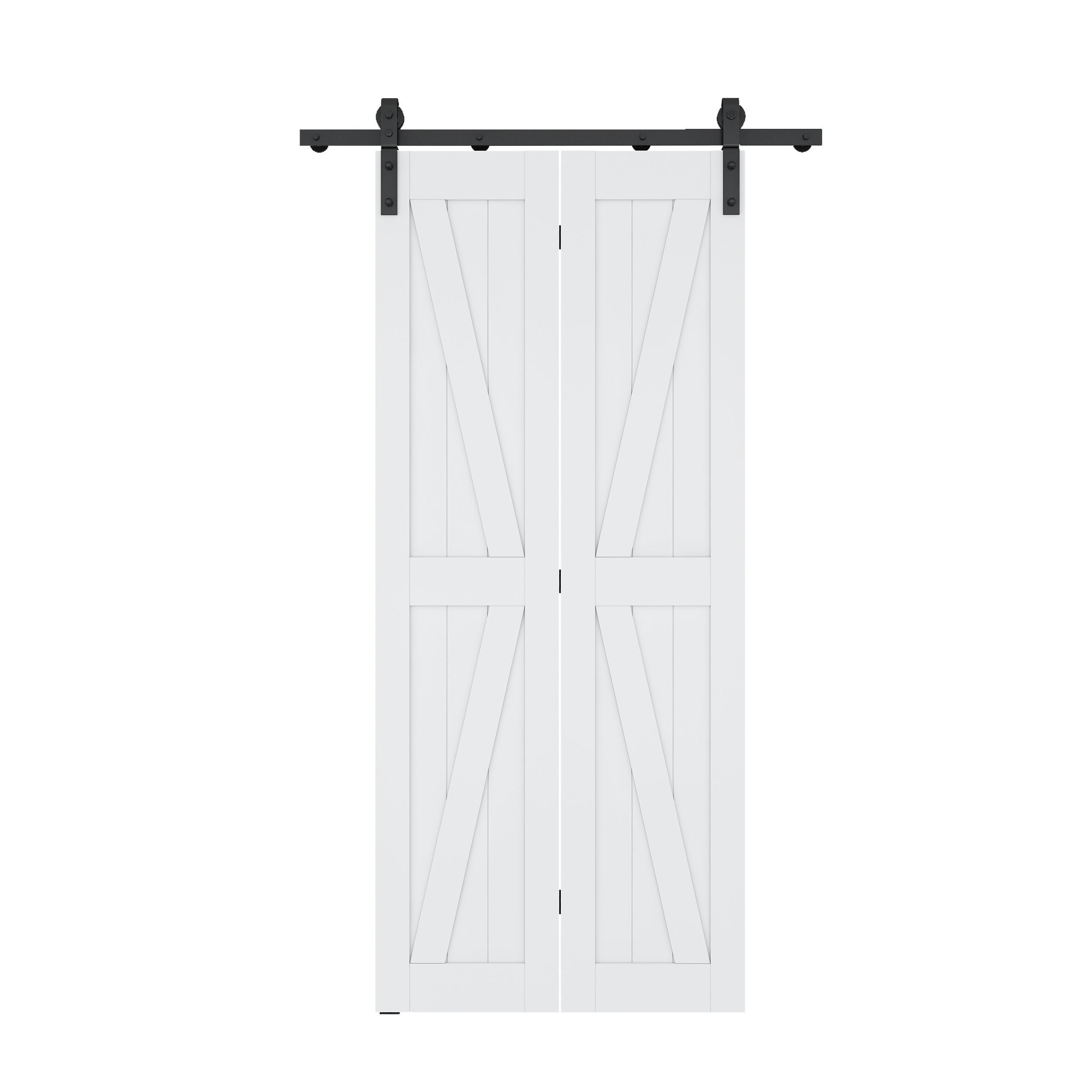 ANZZI Heavy Duty Sturdy Sliding Barn Door - 18x84'' White Bi-folding Double  Wood Barn Doors - Solid Core MDF + PVC - Knockdown Design - Barn Door with  