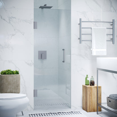 Fellow Series 30 in. by 72 in. Frameless Hinged Shower Door with Handle
