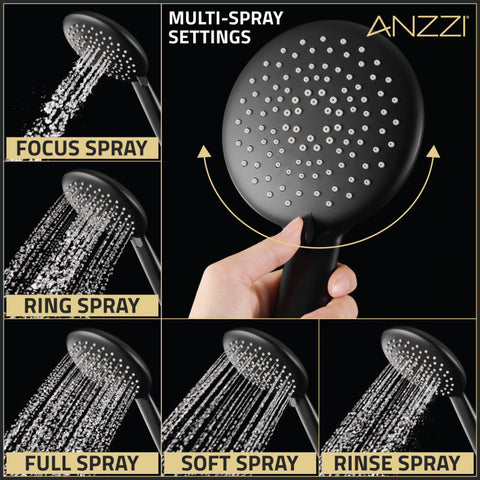 ANZZI Heavy Rainfall Stainless Steel Shower Bar with Hand Sprayer