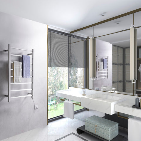 Bell 8-Bar Stainless Steel Wall Mounted Electric Towel Warmer Rack