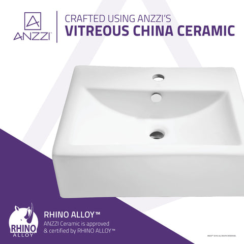 Vitruvius Series 21 in. L x 16 in. W Deck Mount Rectangular Non-Porous Bathroom Vessel Sink in Glossy White Ceramic