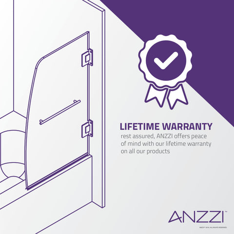 Anzzi 5 ft. Acrylic Rectangle Tub With 34 in. by 58 in. Frameless Hinged Tub Door