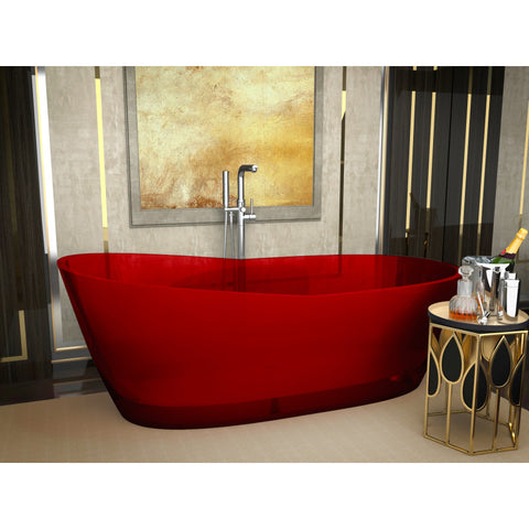 FT-AZ521 - ANZZI Ember 5.4 ft. Solid Surface Center Drain Freestanding Bathtub in Deep Red