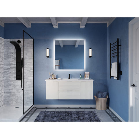 48 in W x 20 in H x 18 in D Bath Vanity with Cultured Marble Vanity Top in White with White Basin & Mirror