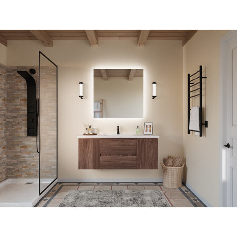 48 in W x 20 in H x 18 in D Bath Vanity with Cultured Marble Vanity Top in White with White Basin & Mirror