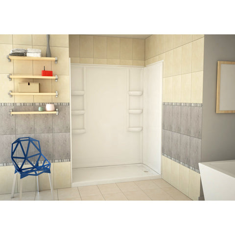 Vasu 60 in. x 36 in. x 74 in. 3-piece DIY Friendly Alcove Shower Surround in White