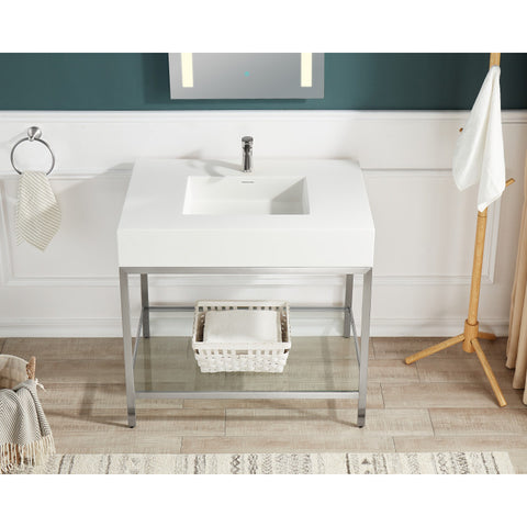 Ventura 36 in. Console Sink with Matte White Counter Top