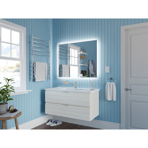 39 in W x 20 in H x 18 in D Bath Vanity with Cultured Marble Vanity Top in White with White Basin & Mirror