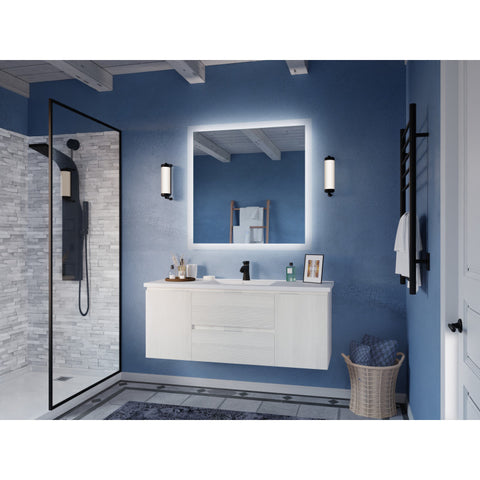 VT-MR4CT48-WH - 48 in W x 20 in H x 18 in D Bath Vanity in Rich White with Cultured Marble Vanity Top in White with White Basin & Mirror