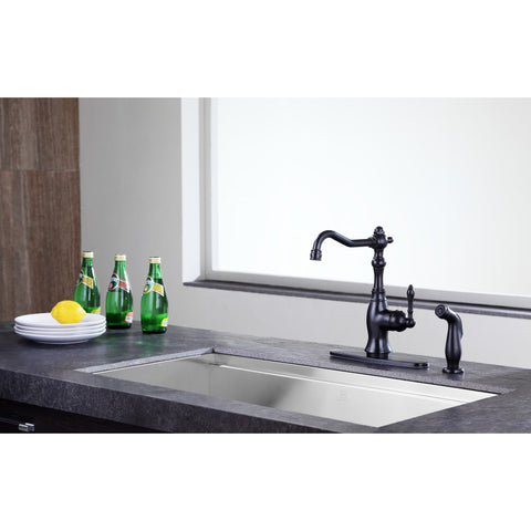 KF-AZ224ORB - Highland Single-Handle Standard Kitchen Faucet with Side Sprayer in Oil Rubbed Bronze