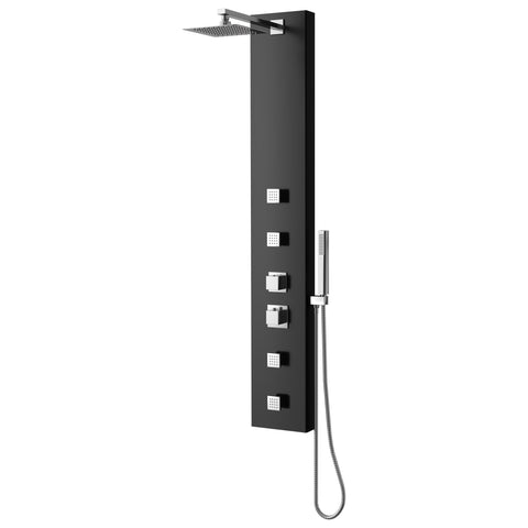 Monsoon 57 in. 4-Jetted Full Body Shower Panel System with Heavy Rain Shower, Spray Wand, in Matte Black