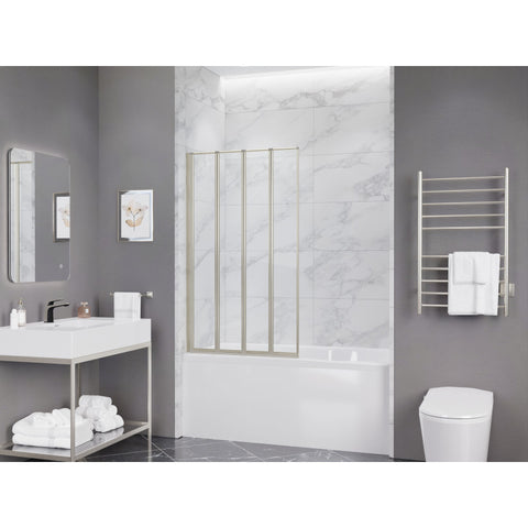 SD-AZ16-01BN - ANZZI Accordion Style 33 in. x 56 in. H Sliding Framed Shower Door in Brushed Nickel with Tsunami Guard Tempered Clear Glass