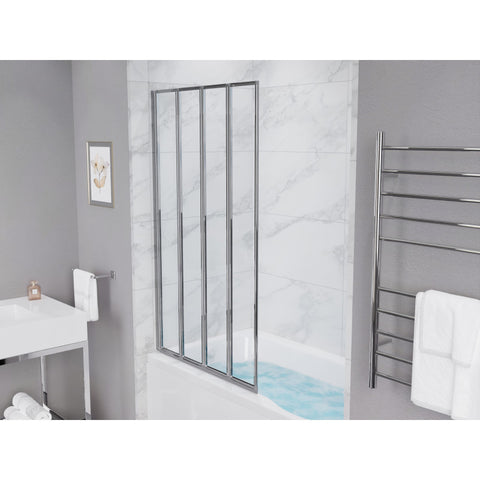 SD-AZ16-01CH - ANZZI Accordion Style 33 in. x 56 in. H Sliding Framed Shower Door in Chrome with Tsunami Guard Tempered Clear Glass