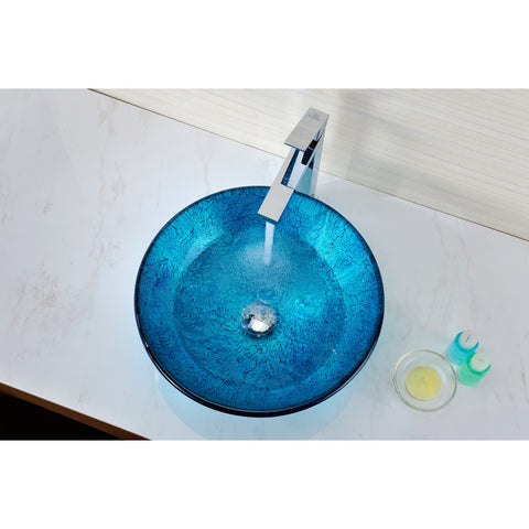 LS-AZ047 - ANZZI Accent Series 17 in. Bathroom Vessel Sink with Scratch-Tough and Stain-Resistant Non-Porous Surface in Blue Ice Glass