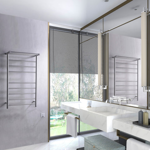 Eve 8-Bar Stainless Steel Wall Mounted Electric Towel Warmer Rack