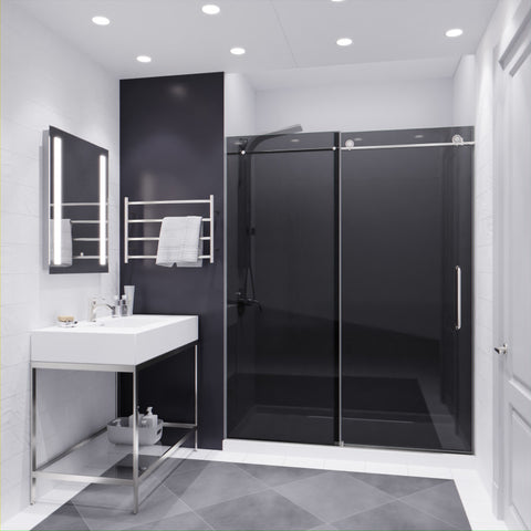 Leon Series 60 in. by 76 in. Frameless Sliding Shower Door with Handle