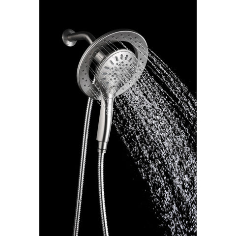 SH-AZ067BN - ANZZI Valkyrie Retro-Fit 3-Spray Patterns with 7.48 in. Wall Mounted Dual Shower Heads with Magnetic Divert in Brushed Nickel