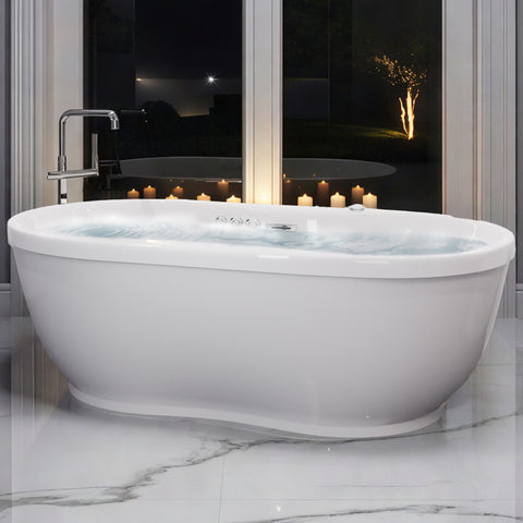 Lori Series 71 in. L x 36 in. W Acrylic Freestanding Air Bathtub with Center Drain in White