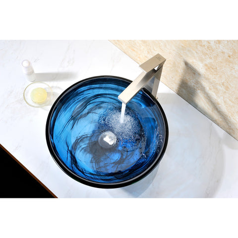 LS-AZ048 - ANZZI Soave Series 17 in. Bathroom Vessel Sink with Scratch-Tough and Stain-Resistant Surface in Sapphire Wisp Glass
