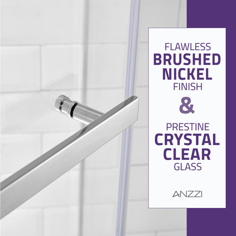Castle Series 49 in. x 72 in. Semi-Frameless Shower Door with TSUNAMI GUARD