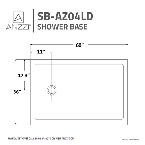 Tier 36 x 60 in. Single Threshold Shower Base