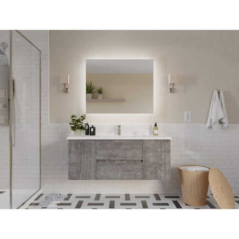 48 in W x 20 in H x 18 in D Bath Vanity with Cultured Marble Vanity Top in White with White Basin & Mirror