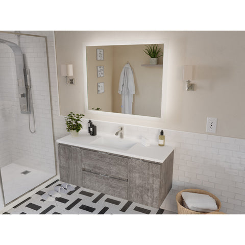 48 in W x 20 in H x 18 in D Bath Vanity with Cultured Marble Vanity Top in White with White Basin & Mirror