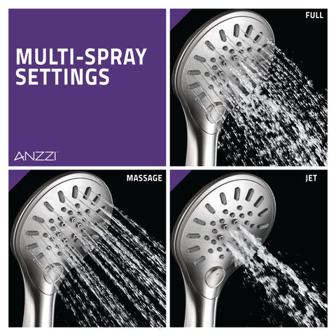 ANZZI Magnetic Valkyrie Multi-Spray Retro-Fit 7.48 in. Dual Wall Mount Fixed and Handheld Shower Head with Magna-Diverter