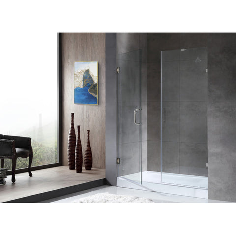 Consort Series 60 in. by 72 in. Frameless Hinged Alcove Shower Door with Handle
