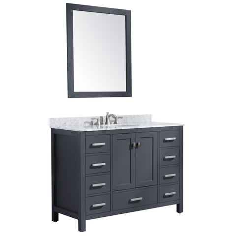 Chateau 48 in. W x 22 in. D Bathroom Bath Vanity Set with Carrara Marble Top with White Sink