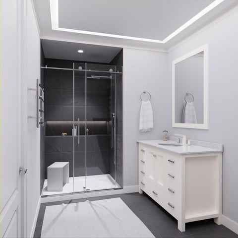 Madam Series 48 in. by 76 in. Frameless Sliding Shower Door with Handle