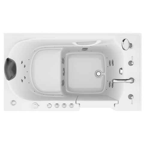 ANZZI 30 in. x 53 in. Right Drain Quick Fill Walk-In Whirlpool and Air Tub with Powered Fast Drain in White