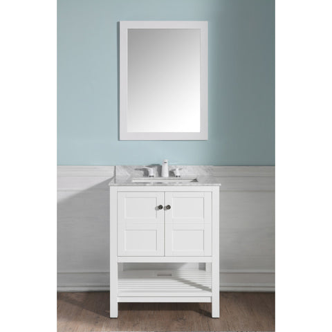 Montaigne 30 in. W x 22 in. D Bathroom Bath Vanity Set with Carrara Marble Top with White Sink