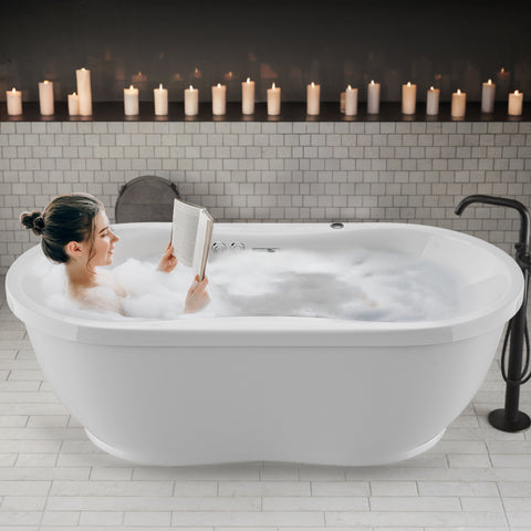 Lori Series 71 in. L x 36 in. W Acrylic Freestanding Air Bathtub with Center Drain in White