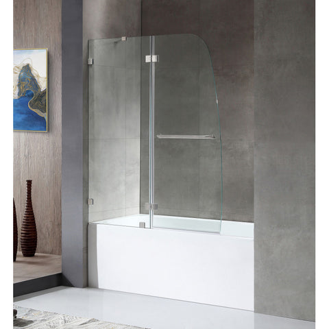 Anzzi 5 ft. Acrylic Rectangle Tub With 48 in. by 58 in. Frameless Hinged tub door