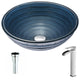 LSAZ042-097B - ANZZI Tempo Series Deco-Glass Vessel Sink in Coiled Blue with Key Faucet in Brushed Nickel
