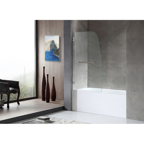 Anzzi 5 ft. Acrylic Rectangle Tub With 34 in. by 58 in. Frameless Hinged Tub Door