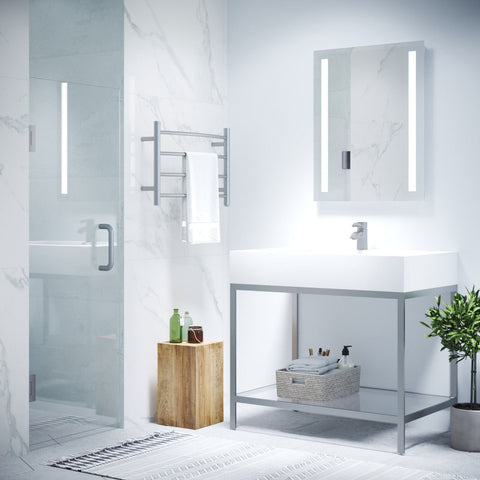 Fellow Series 30 in. by 72 in. Frameless Hinged Shower Door with Handle