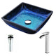 LSAZ056-097B - ANZZI Viace Series Deco-Glass Vessel Sink in Blazing Blue with Key Faucet in Brushed Nickel