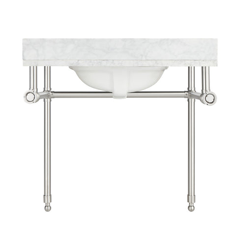 Verona 34.5 in. Console Sink with Carrara White Counter Top
