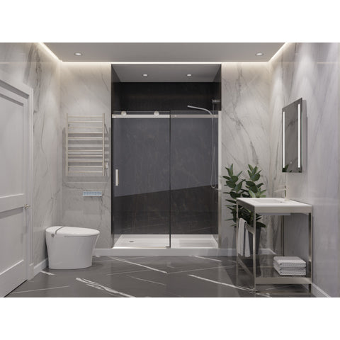 SD-FRLS05702BNR - ANZZI ANZZI Series 60 in. x 76 in. Frameless Sliding Shower Door with Handle in Brushed Nickel
