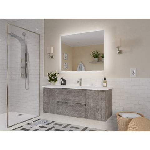 48 in W x 20 in H x 18 in D Bath Vanity with Cultured Marble Vanity Top in White with White Basin & Mirror