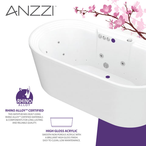 ANZZI Sofi 67 in. Center Drain Whirlpool and Air Bath Tub