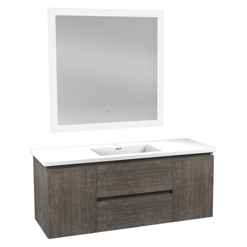 48 in W x 20 in H x 18 in D Bath Vanity with Cultured Marble Vanity Top in White with White Basin & Mirror