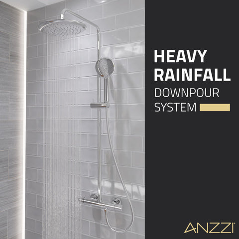 Heavy Rainfall Stainless Steel Shower Bar with Hand Sprayer